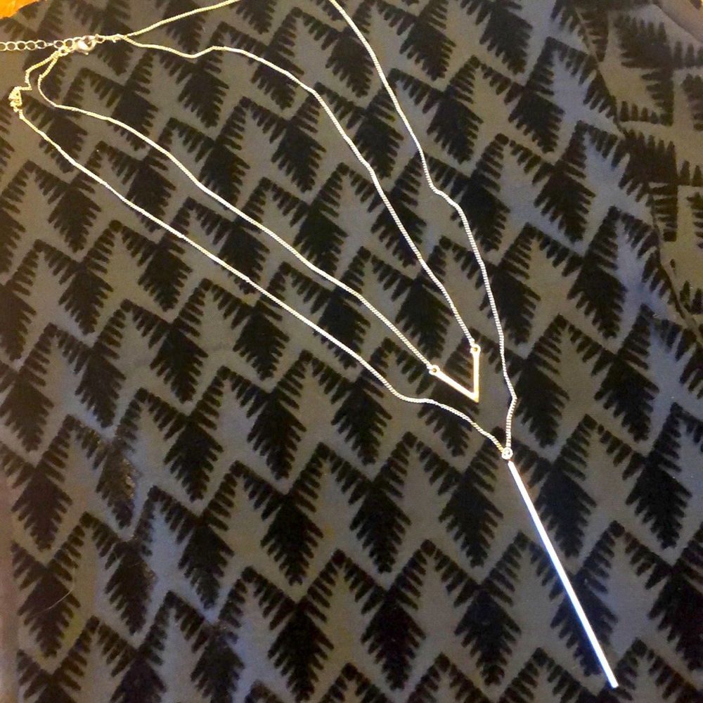 Beautiful silvertone double adjustable necklace.